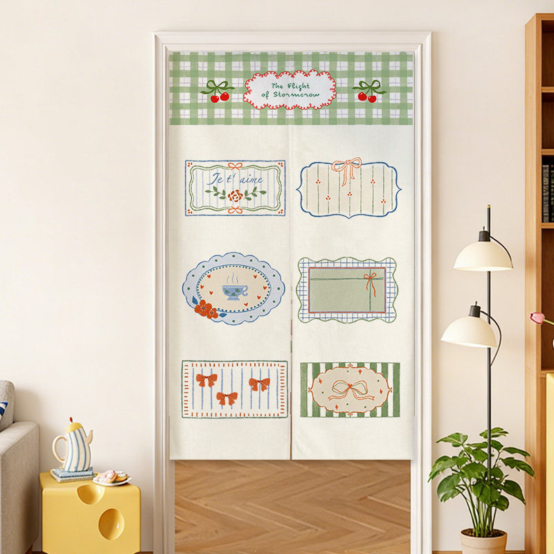Commercial Window Printing - VIKAMA Blue Grid Franse Noren deurgordijn