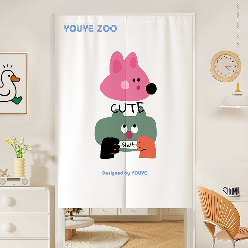 Commercial Window Printing - VIKAMA Roze Kaas Cartoon Noren Deurgordijn