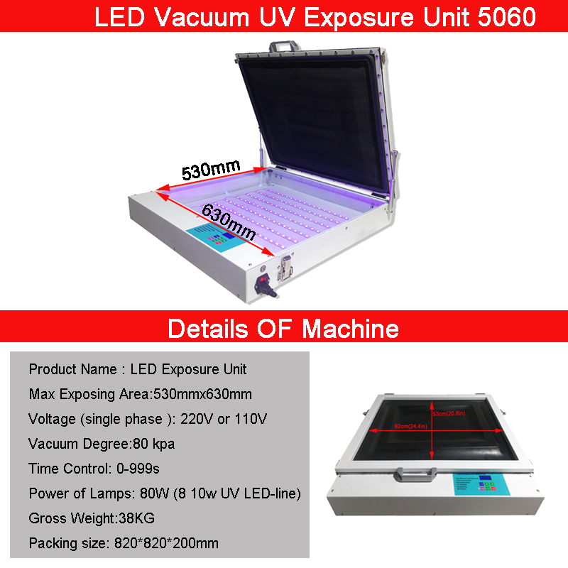 50×60cm vacuüm UV LED zeefdruk - Commercial Uv Printing Machine recensie en prijs